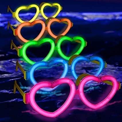 Glow Heart Shape Glasses - Pack of 2 - The Party Store
