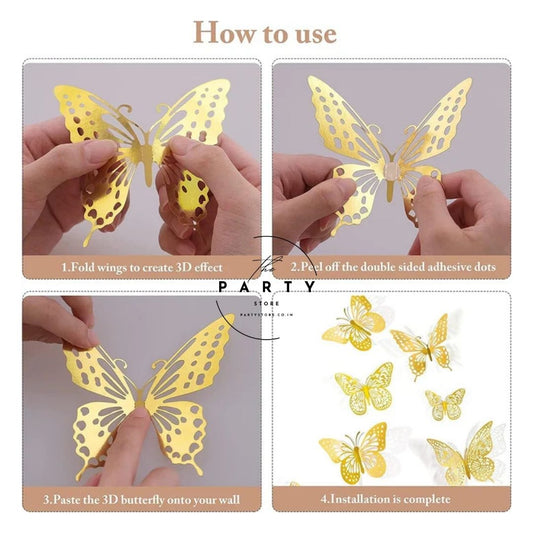 3D Butterfly Wall Stickers Butterfly Wall Decals for Home Decor (Pack of 12Pcs)