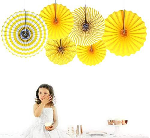 Multicolor Paper Fan Decorations for Weddings, Baby Showers, Birthdays, Holi, Lohri, Diwali festivals pack of 6 - The Party Store