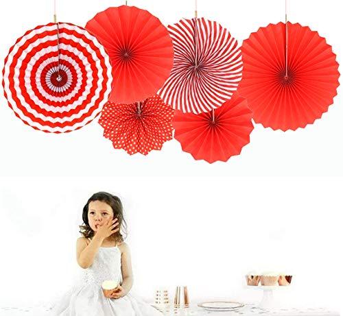 Multicolor Paper Fan Decorations for Weddings, Baby Showers, Birthdays, Holi, Lohri, Diwali festivals pack of 6 - The Party Store