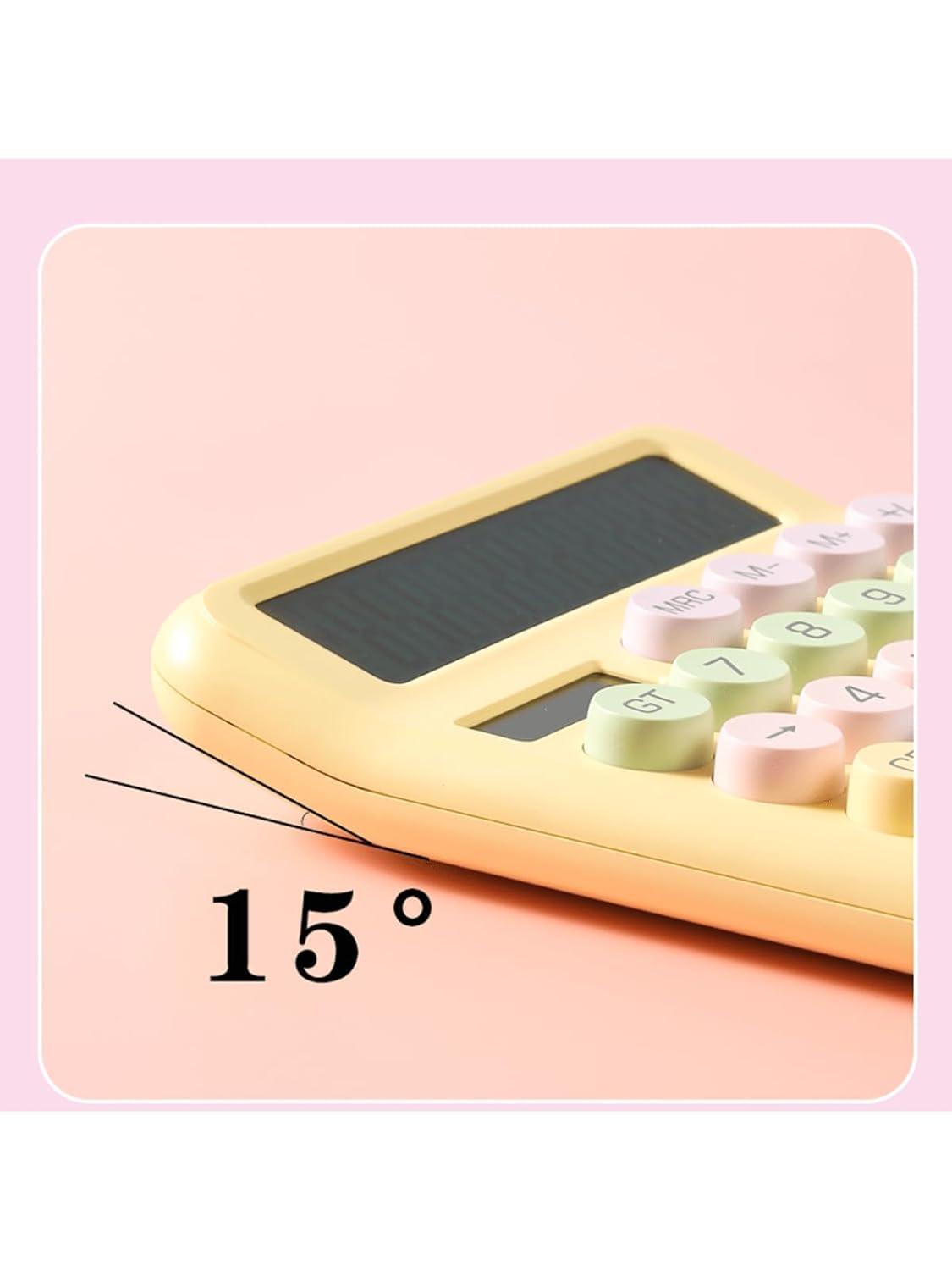 Desktop Calculator - 12 Digit | Big Buttons | Solar Power | Aesthetic Candy Color (White) - The Party Store