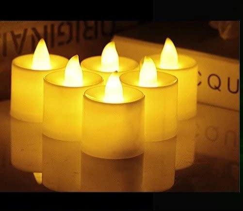 LED Mini Tea Light Candles | Flickering Amber Yellow Set of 6 - The Party Store