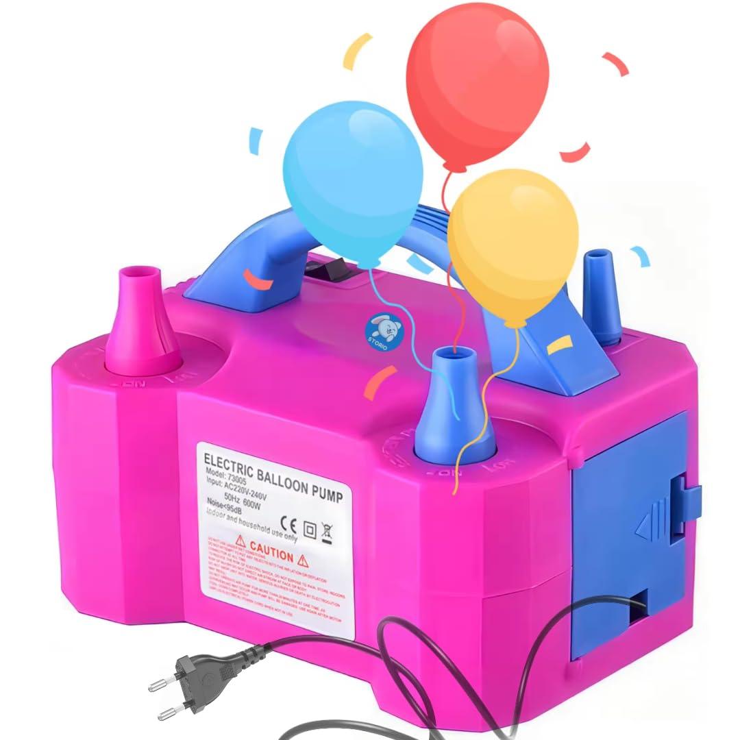 Electric Balloon Inflator With Dual Nozzles - Ideal For Birthday Parties, Multi-Color,1 Piece - The Party Store