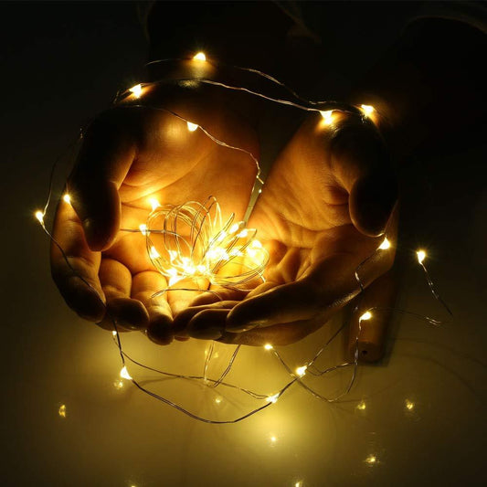 20 LED Battery Operated String Decorative Fairy Lights with Cork and Mini Copper Wire - The Party Store