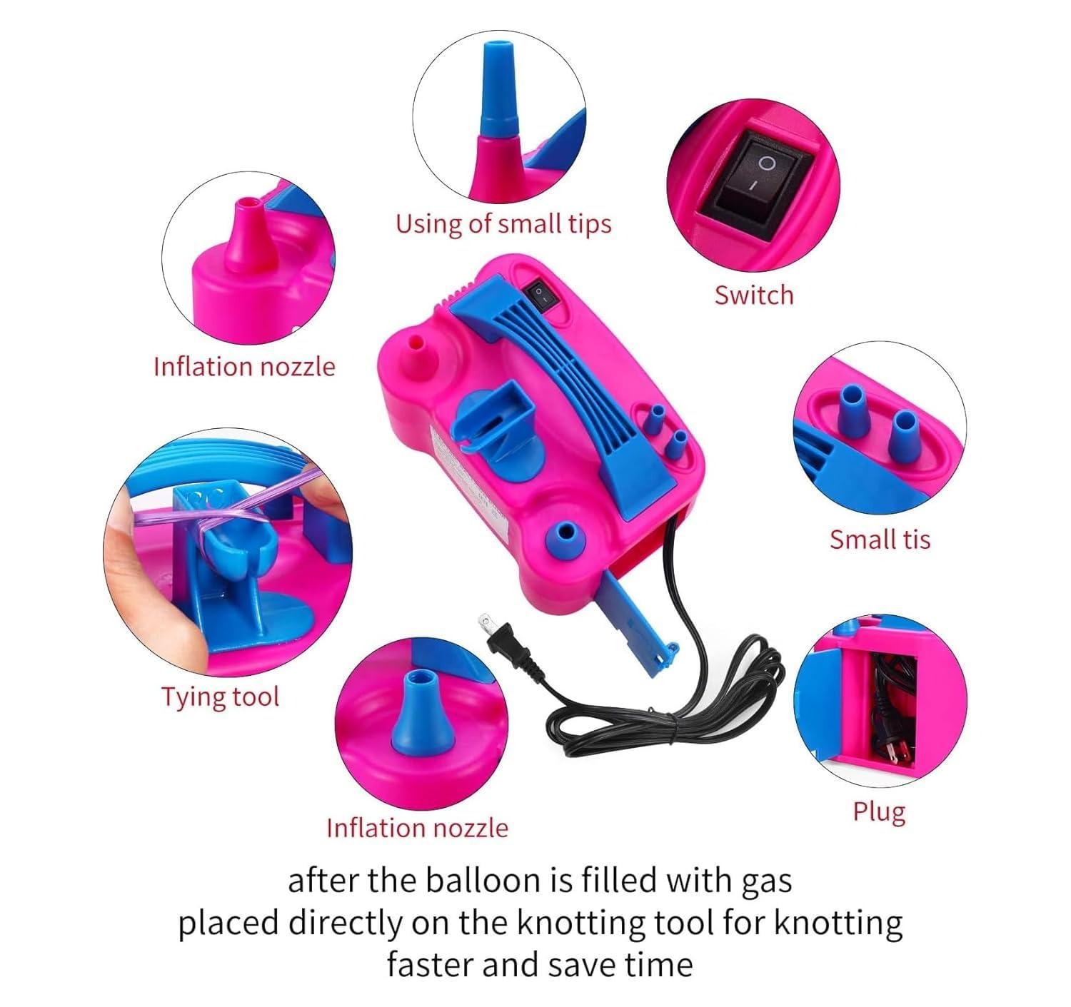 Electric Balloon Inflator With Dual Nozzles - Ideal For Birthday Parties, Multi-Color,1 Piece - The Party Store