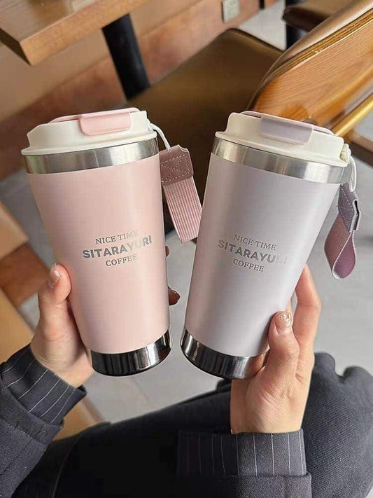 Stainless Steel Coffee Sipper Bottle | Hot & Cold Beverage Thermos - 580ML - The Party Store