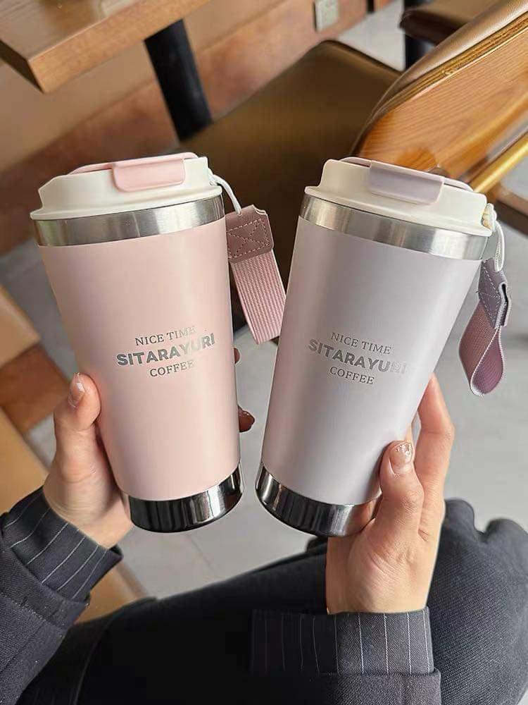 Stainless Steel Coffee Sipper Bottle | Hot & Cold Beverage Thermos - 580ML - The Party Store