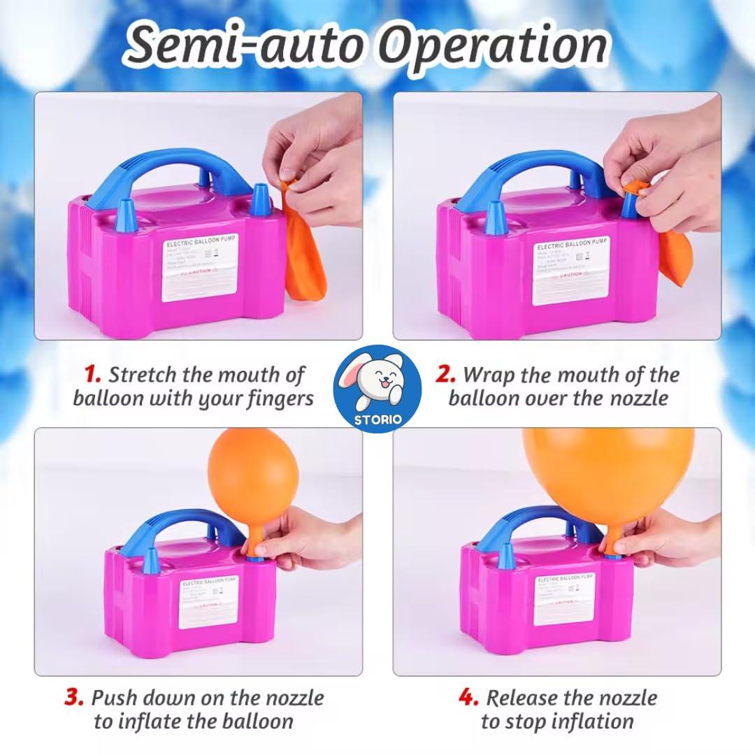 Electric Balloon Inflator With Dual Nozzles - Ideal For Birthday Parties, Multi-Color,1 Piece - The Party Store