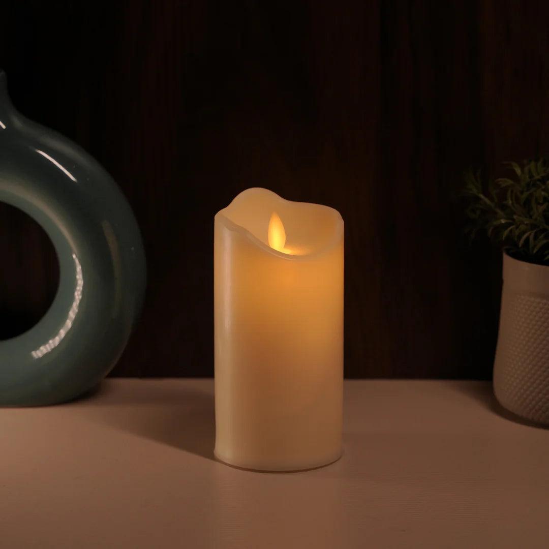 LED Moving Flame Pillar Candle - Smooth Ivory - The Party Store