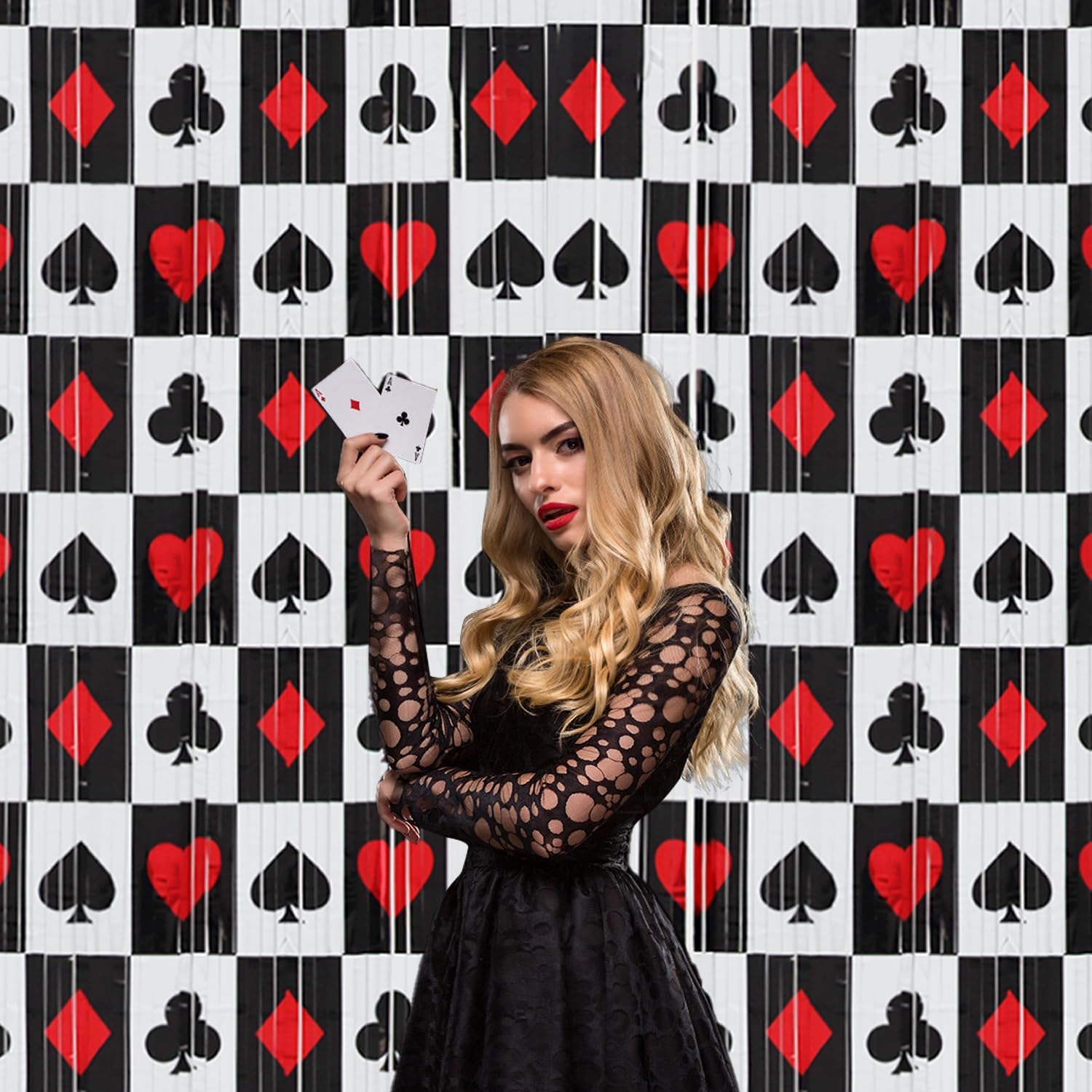 Casino Curtains, Poker Print Las Vegas Poker Fringe Curtains as a Gran –  The Party Store