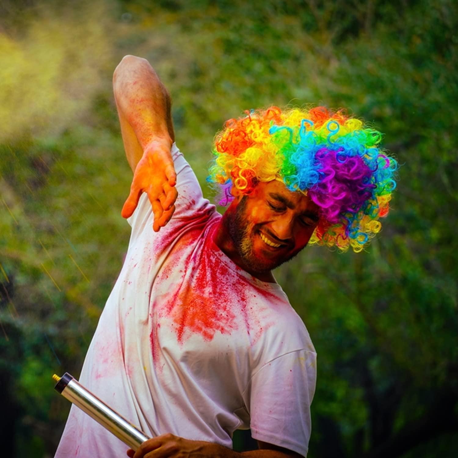 Colorful Hair Wigs for Men, Women, & Kids - Perfect for Holi celebration Pack of 2 - The Party Store