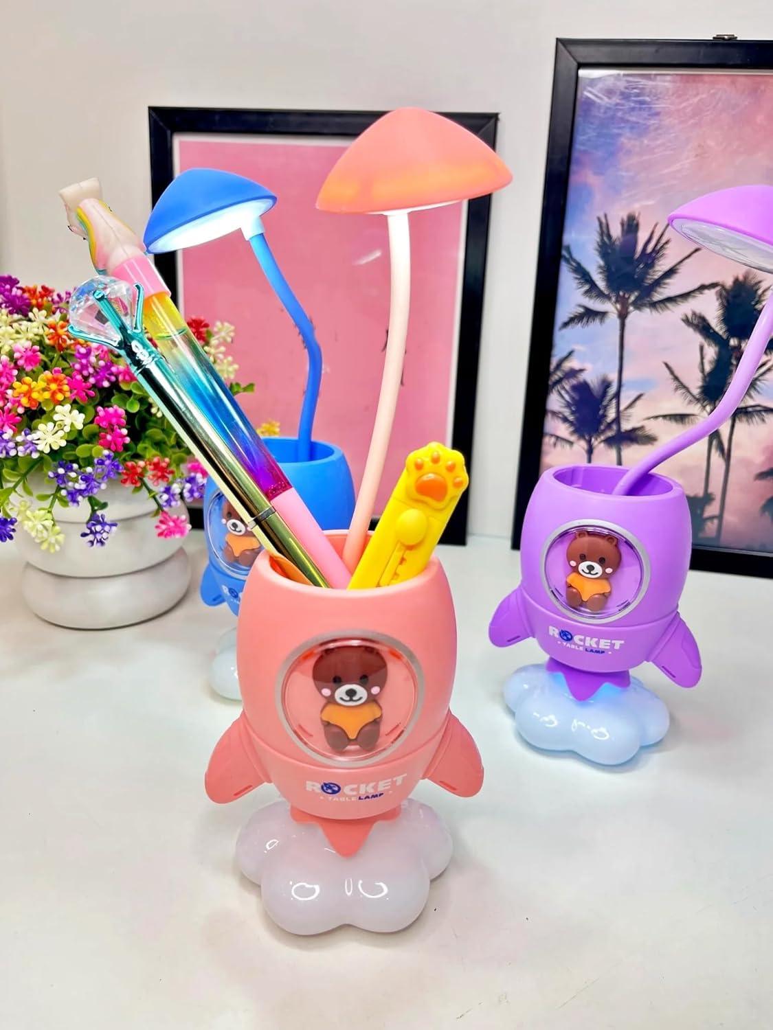 Kids 3 in 1 Table lamp with Pen Holder and Mobile Stand - Multipurpose LED Lamp with Color Changing Mode - The Party Store