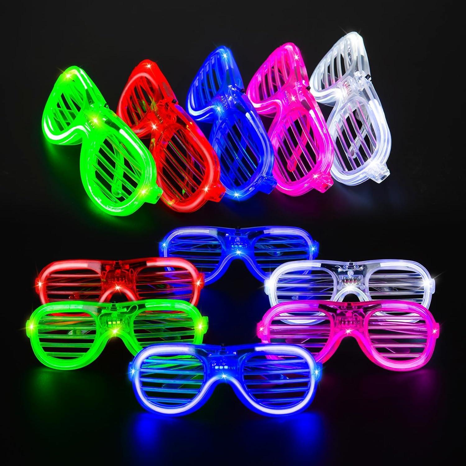 Light Up Slotted Rock Star Transparent Goggles Multicolor - The Party Store