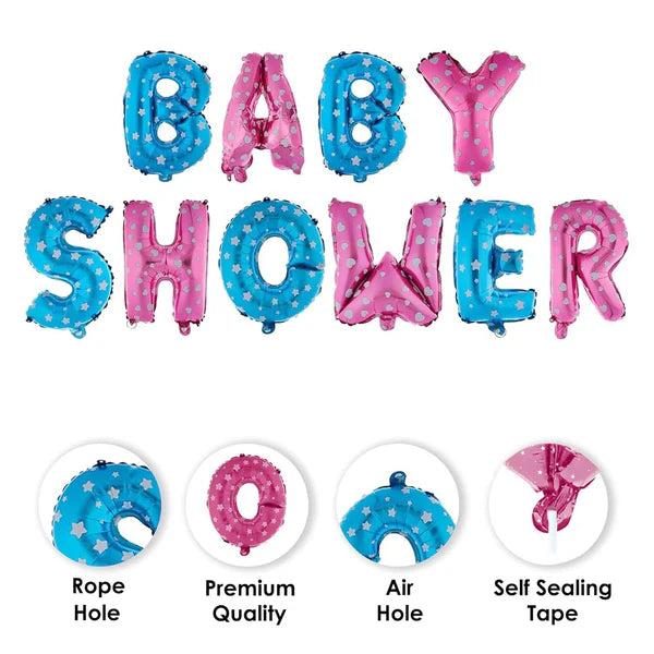 Baby Shower Theme Foil Balloon Banner Combo - Set of 10Pcs