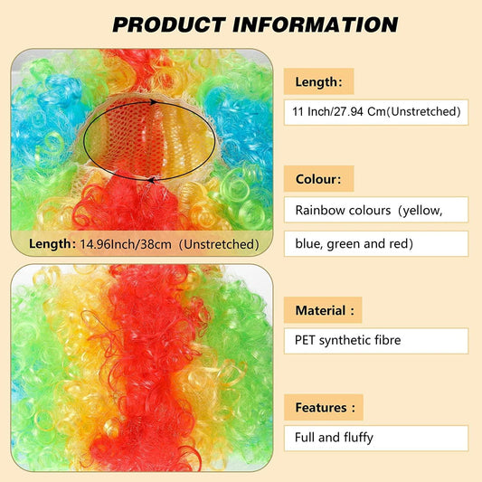 Colorful Hair Wigs for Men, Women, & Kids - Perfect for Holi celebration Pack of 2 - The Party Store