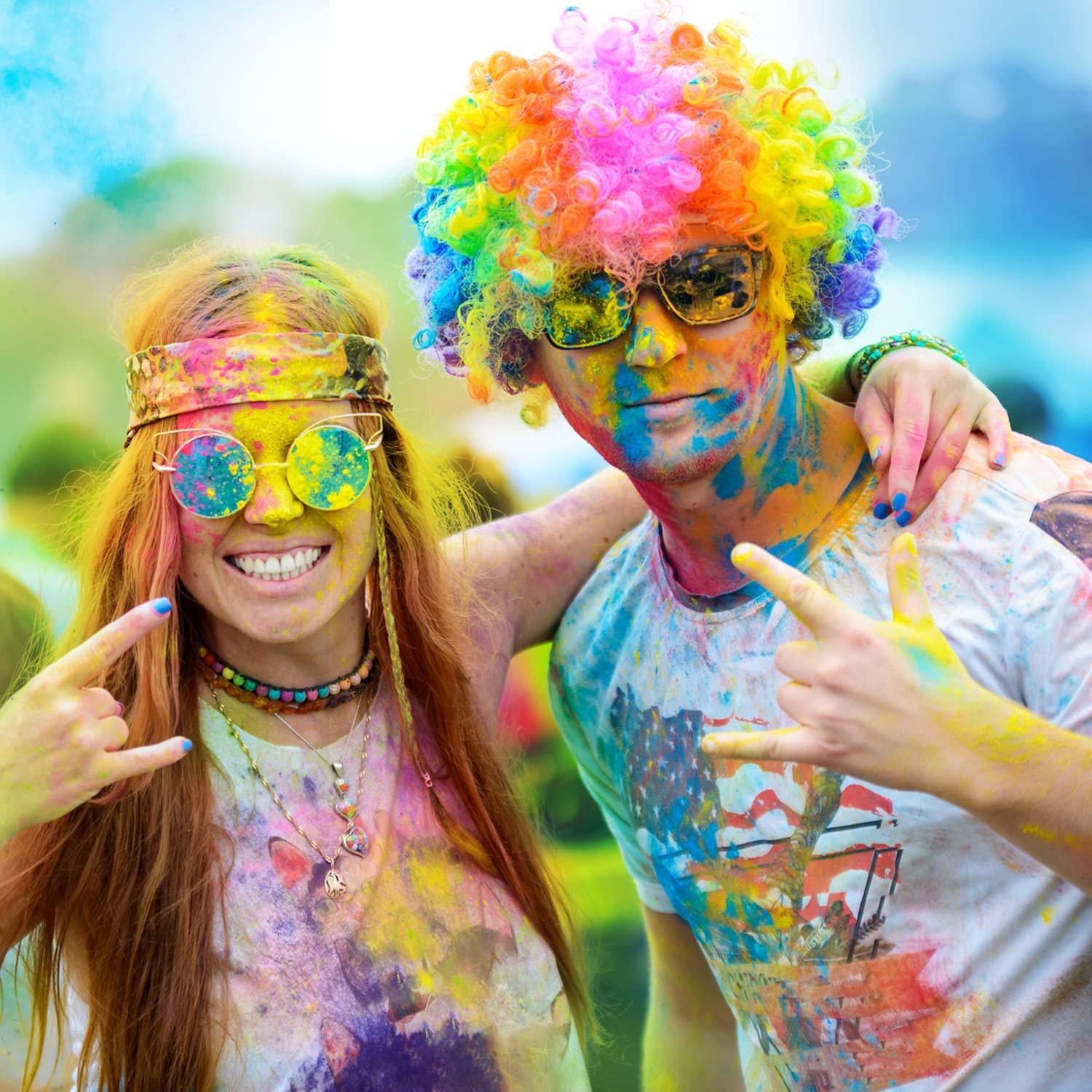 Colorful Hair Wigs for Men, Women, & Kids - Perfect for Holi celebration Pack of 2 - The Party Store