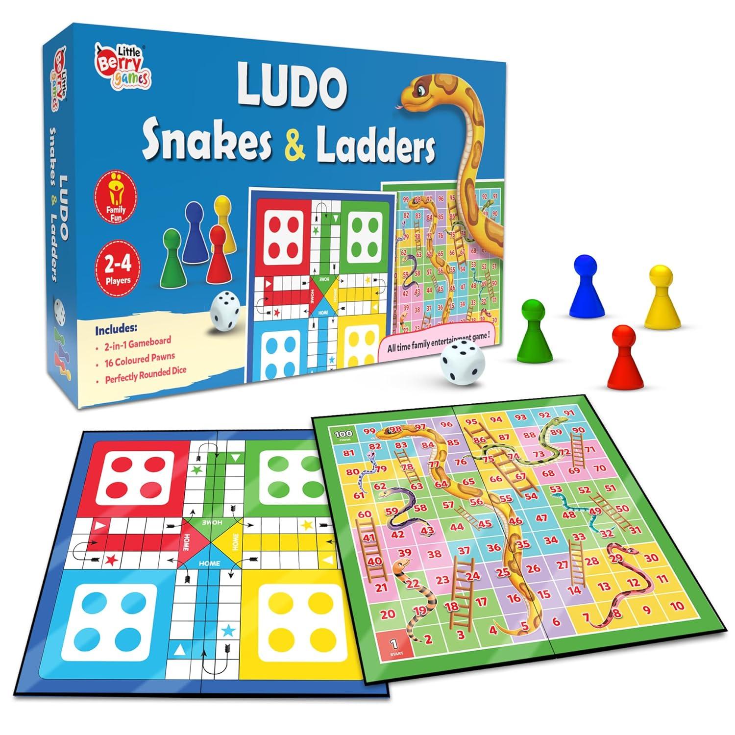 Snakes & Ladders Big Size Board Game | 14”x14” Foldable Game Board with Dice | 2-in-1 Board Game - The Party Store