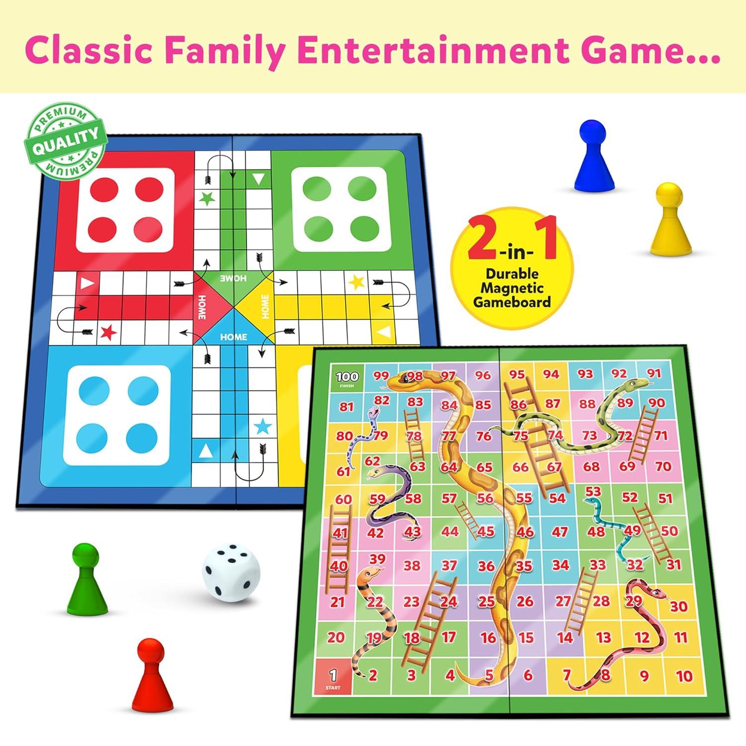 Snakes & Ladders Big Size Board Game | 14”x14” Foldable Game Board with Dice | 2-in-1 Board Game - The Party Store