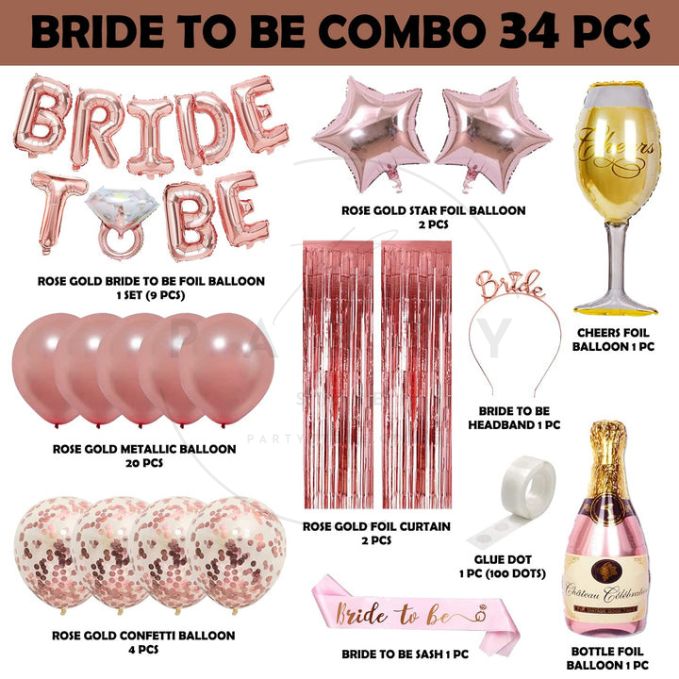 Bachelorette Party Decorations - 34pcs Bride To Be Decoration Set Combo