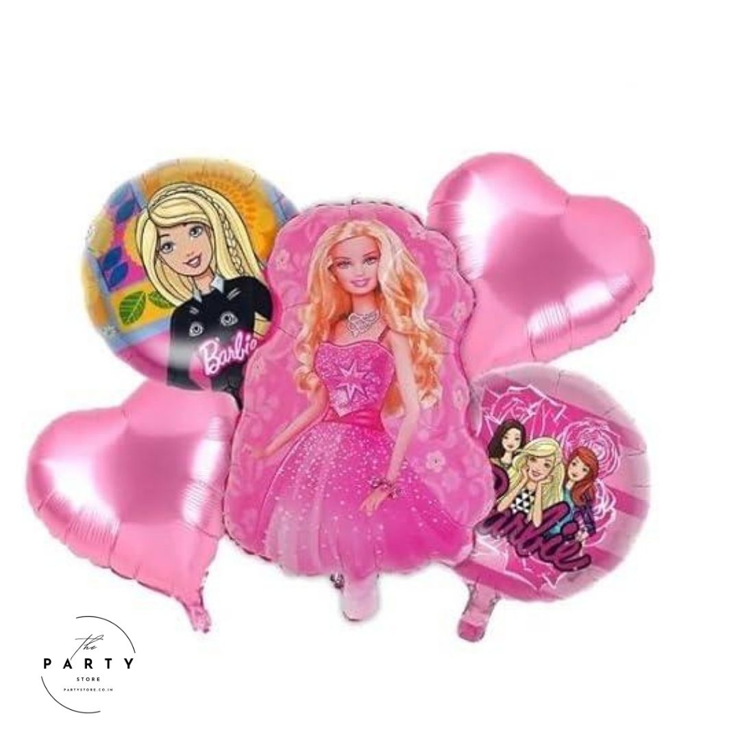 Barbie Theme Foil Balloon Combo for Party Decoration (Pack of 5)