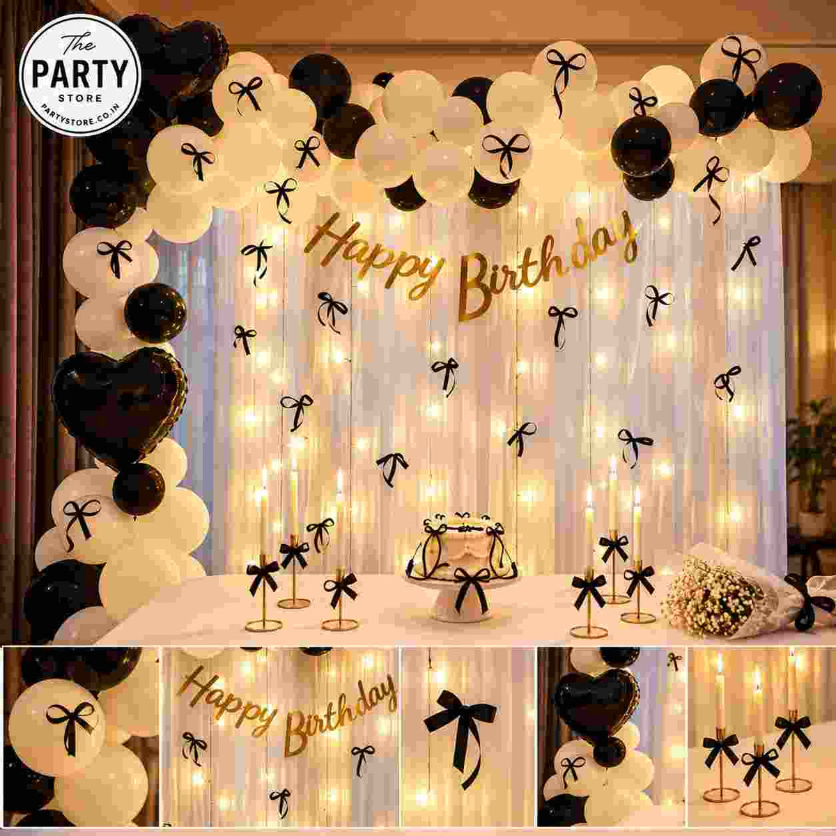 Black & White Birthday Decoration with Balloons | The Party Store