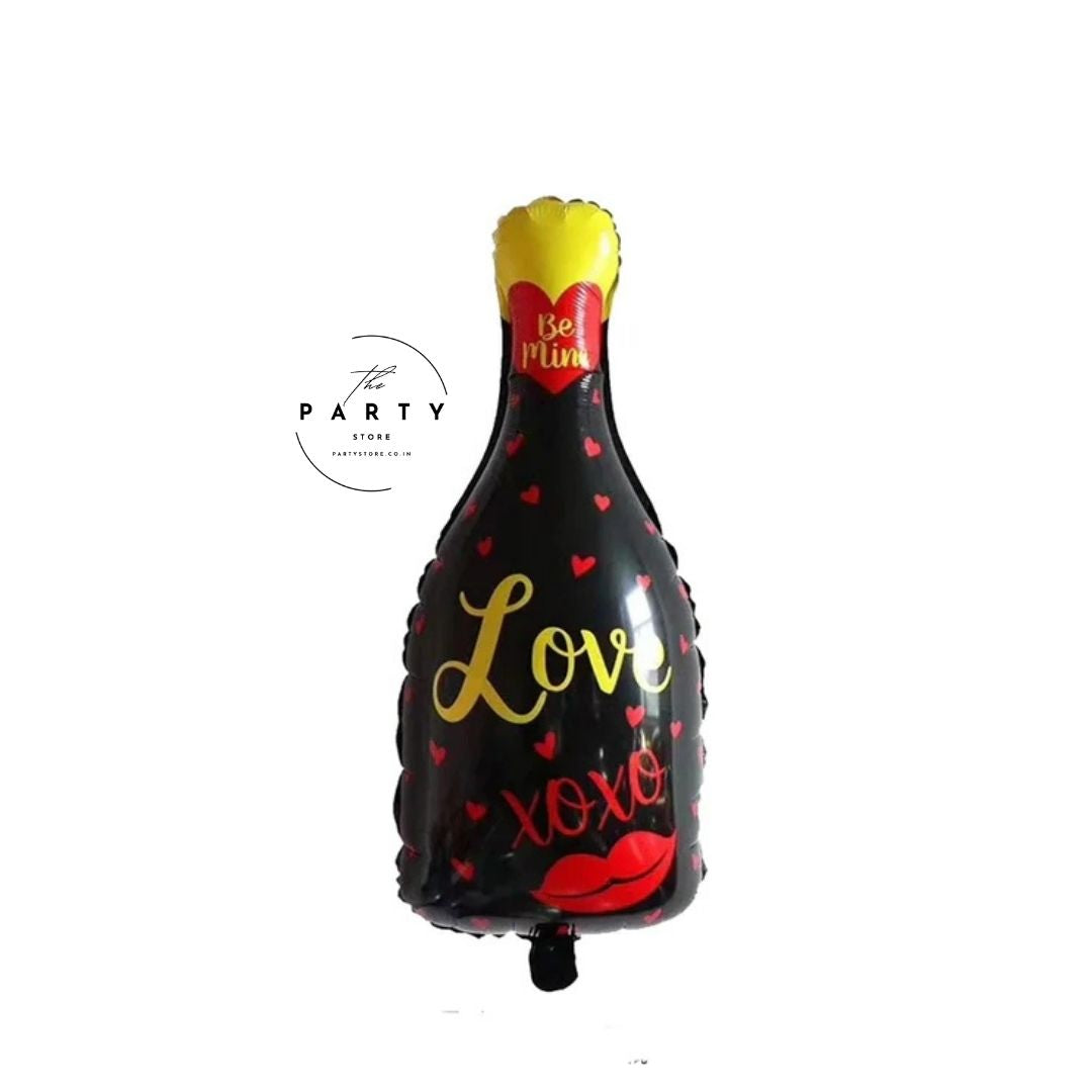 Black XOXO Be Mine Champagne Bottle Foil Balloon (Pack of 1)
