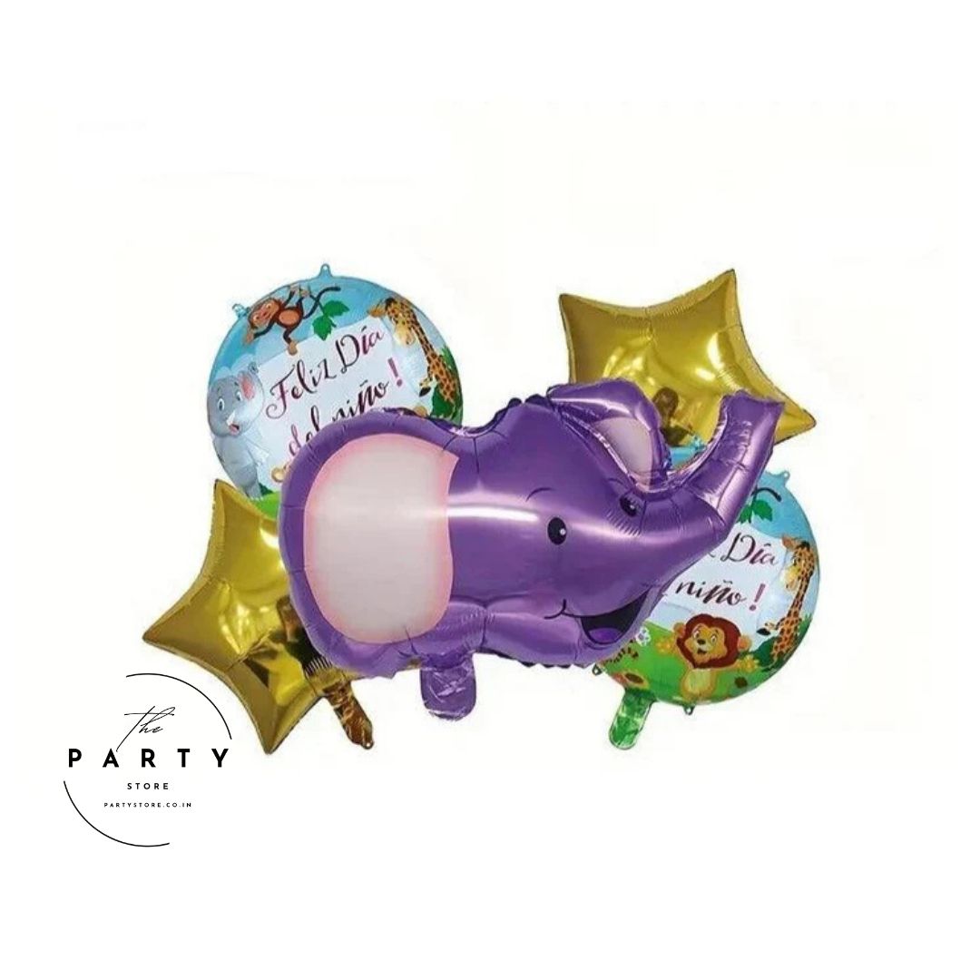 Elephant Theme Helium Inflatable Foil Balloon (Pack of 5Pcs)