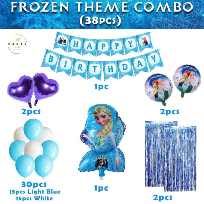 Frozen Theme Birthday Decorations - 38 Pcs Birthday Decorations Kit for Kids Party