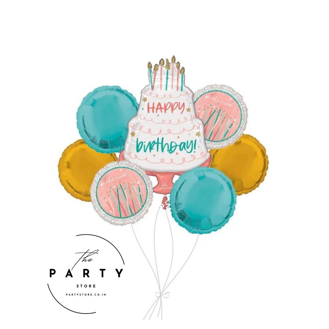 Happy Birthday Foil Balloons for Birthday Decorations - Set of 7 Pcs