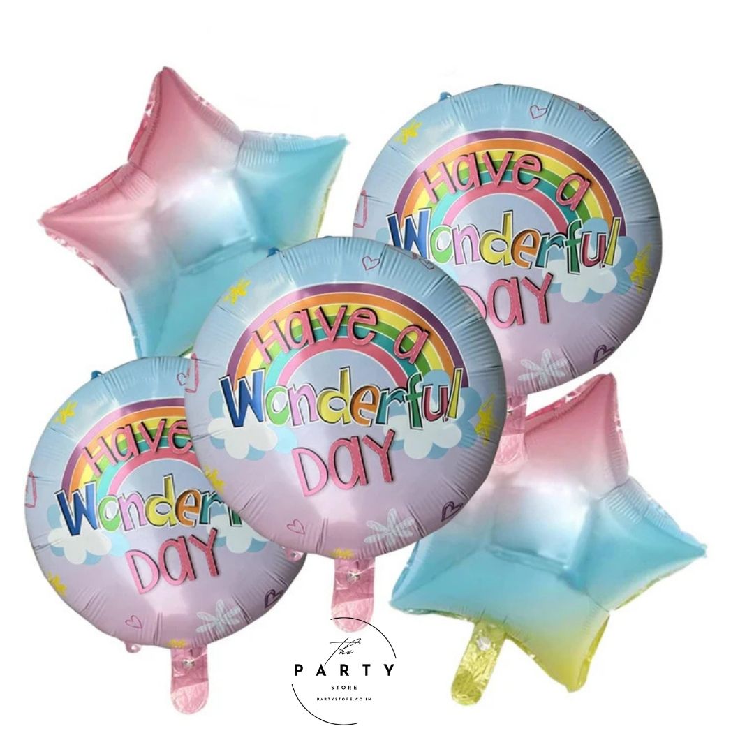 Have A wonderful Day Helium Inflatable Foil Balloon (Pack of 5Pcs)