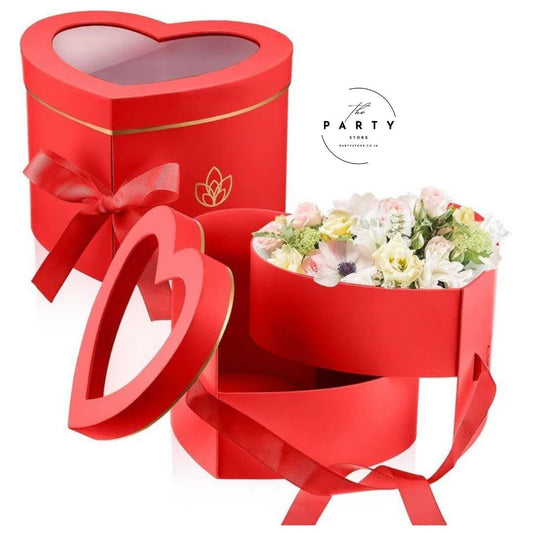 Heart Shaped Box with Lid for Valentines Day with Ribbon for Flowers, Birthday Gifts