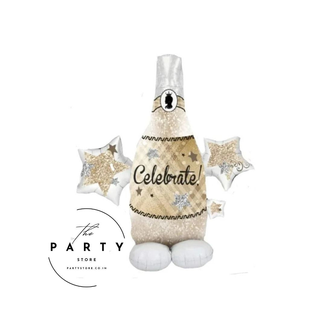 Huge Champagne Balloons Celebration Star Bottle Plaid Foil Balloon for Birthday, Wedding Theme Party
