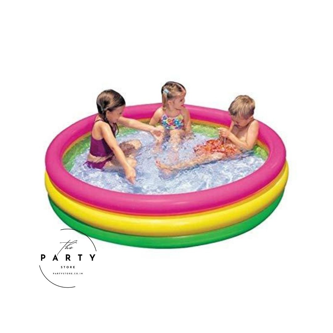 Inflatable Water Pool PVC Non-Slip Foldable Baby Bathtub 3 Rings Swimming Pool