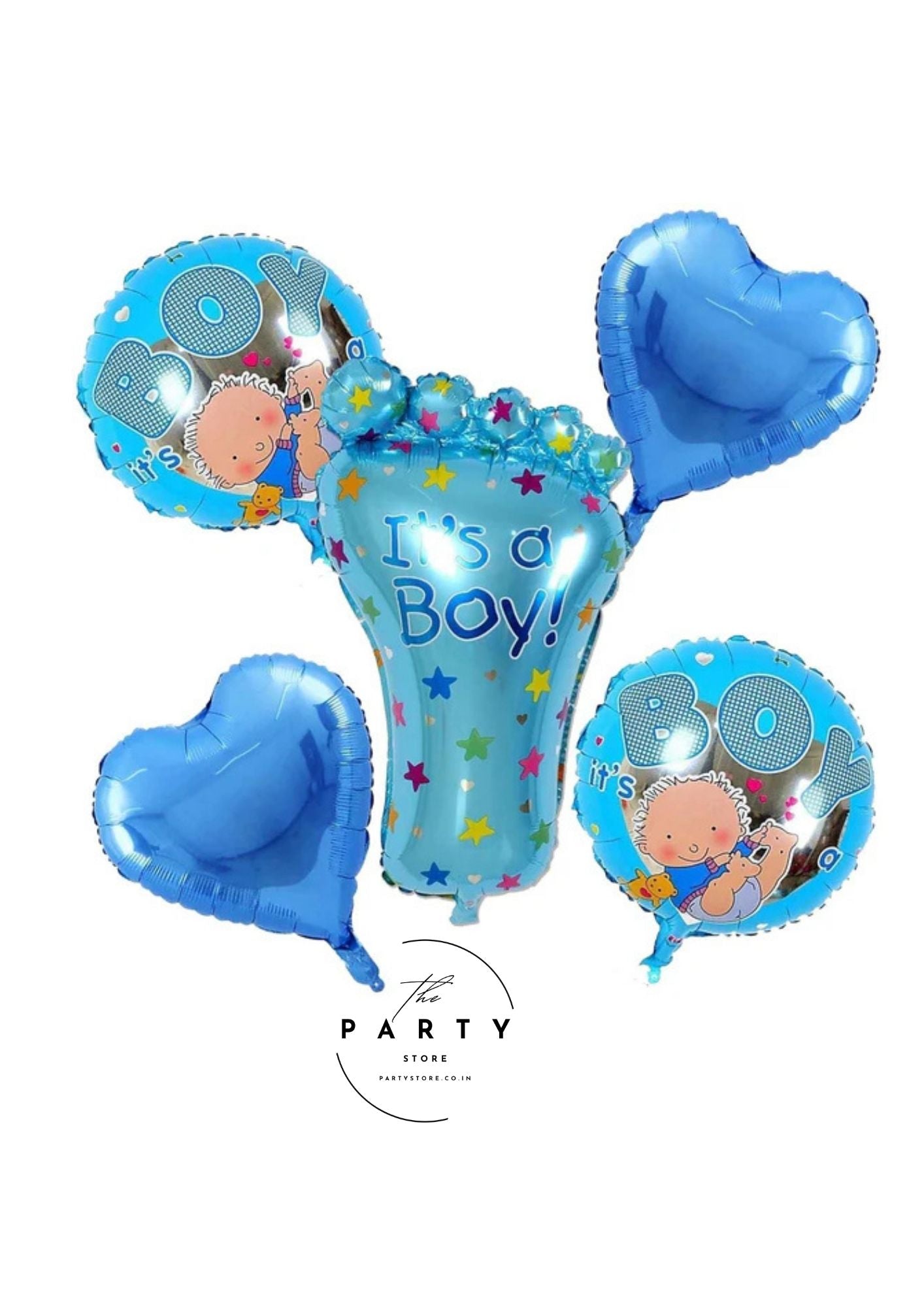 It's a Boy Baby Foot Theme Foil Balloon Set For Baby Shower (Pack of 5Pcs)