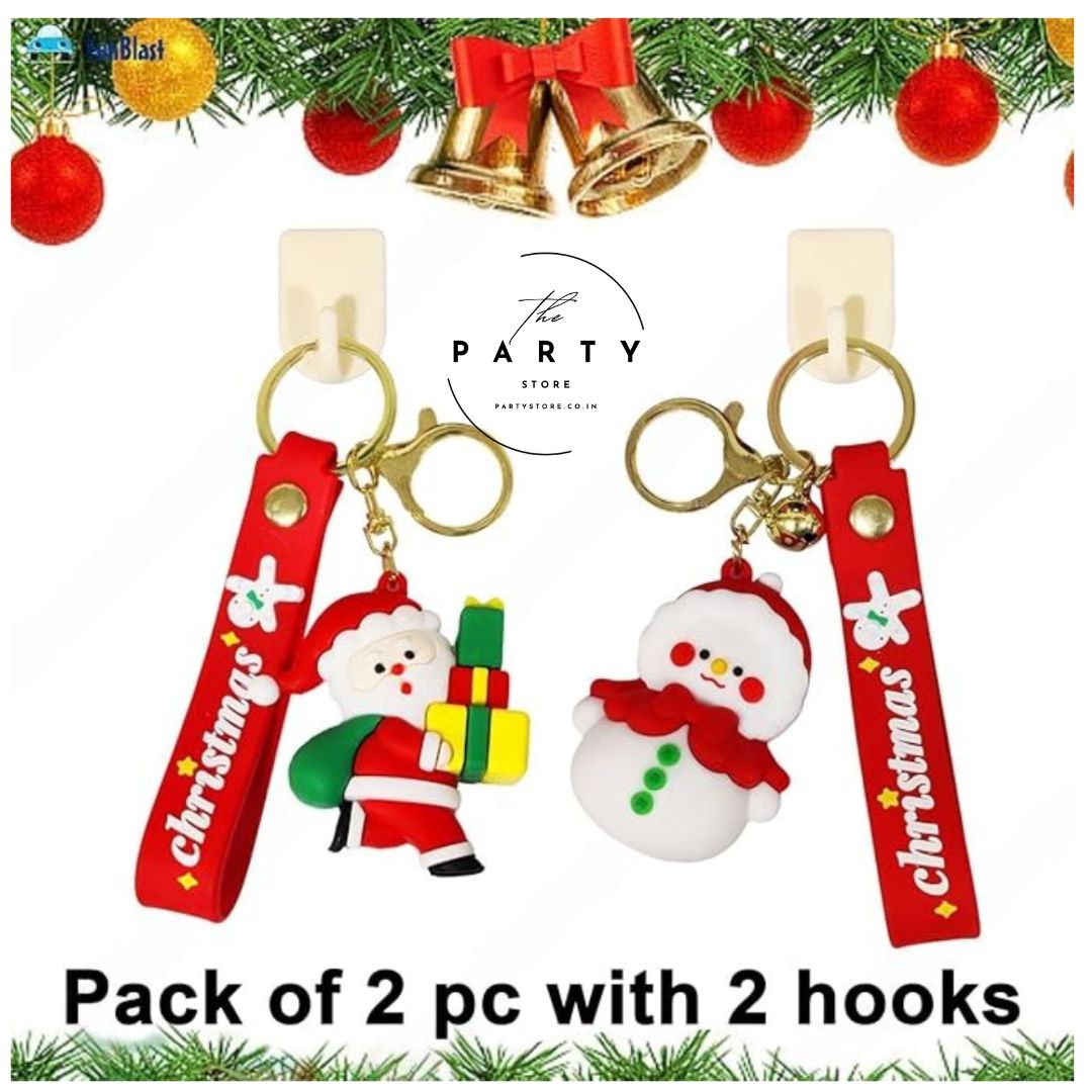 Santa Claus & Snowman Keychain - Set of 2