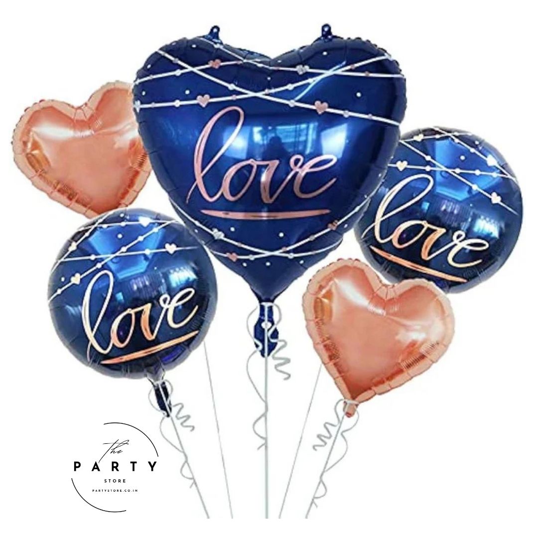 Love Foil Balloon Set Of 5 Pcs Anniversary Balloons