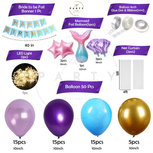 Mermaid theme Balloon Kit for Kids Birthday Decorations