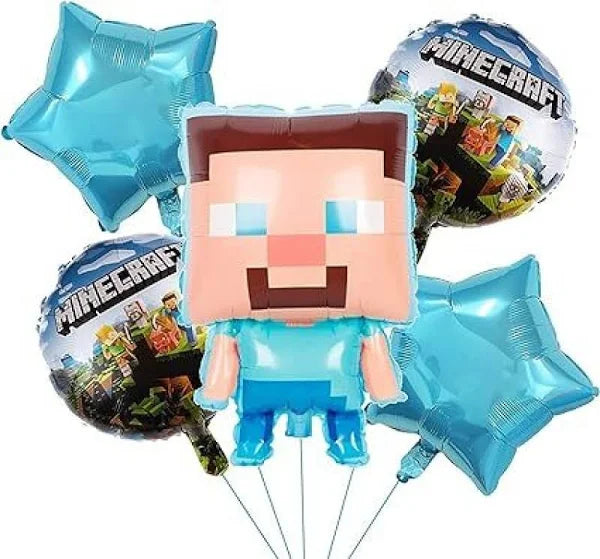 Minecraft Theme Helium Inflatable Kids Birthday Decoration Bunch - Pack of 5 Pcs
