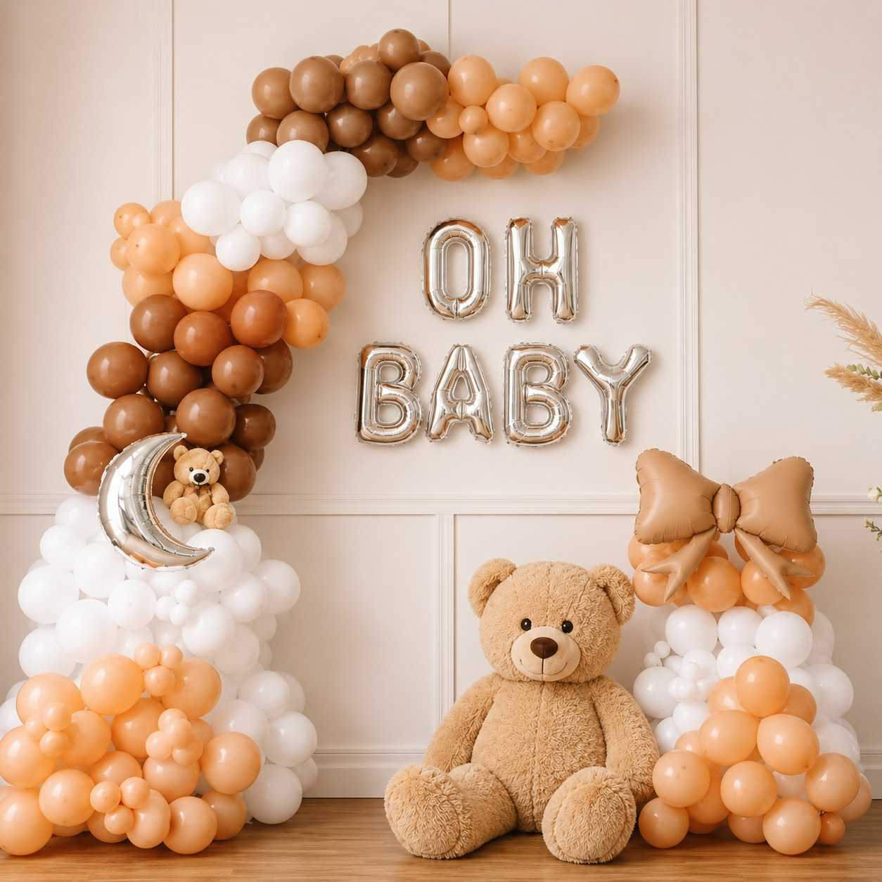 Oh Baby Balloon Decoration with Teddy Bear | Baby Welcome & Baby Shower Decor