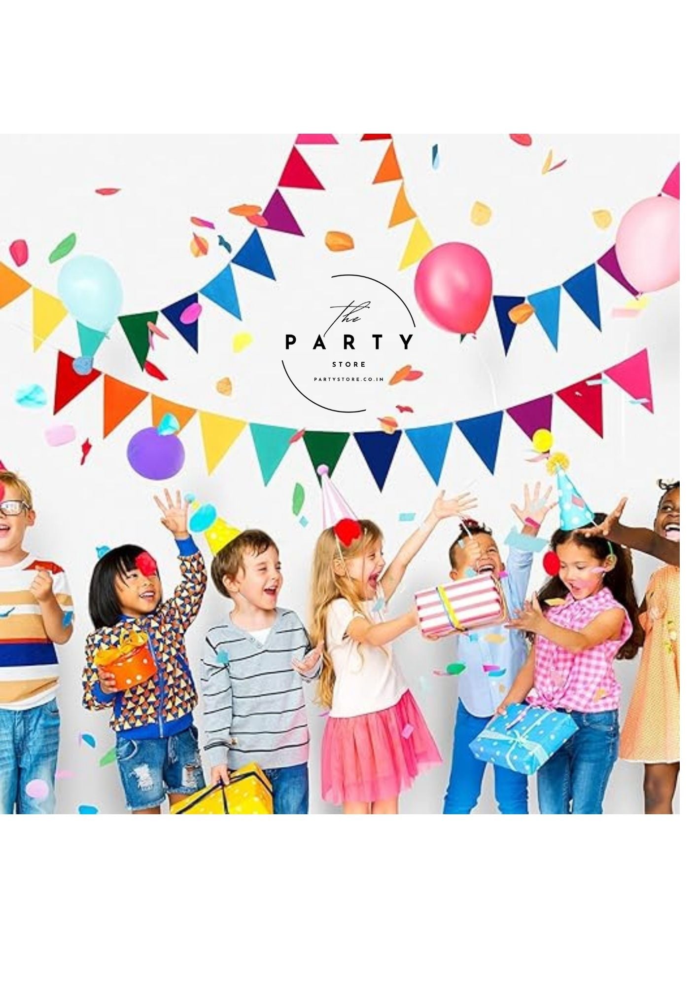 Party flags bunting for birthdays, Holi, Basant Panchami, Lohri, Diwali