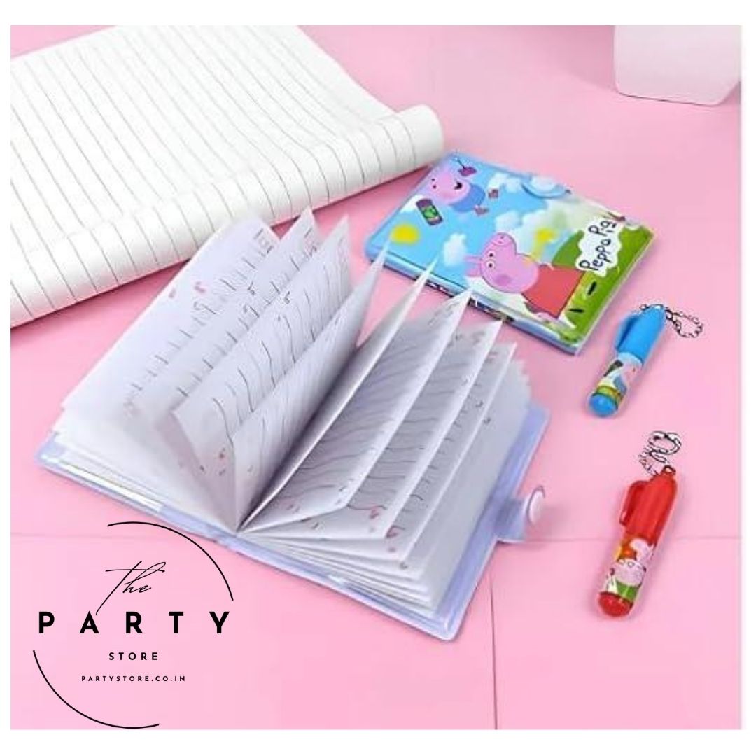 Peppa Pig Theme Small Pocket Diary with Small Pen for Kids Children Birthday Return Gift