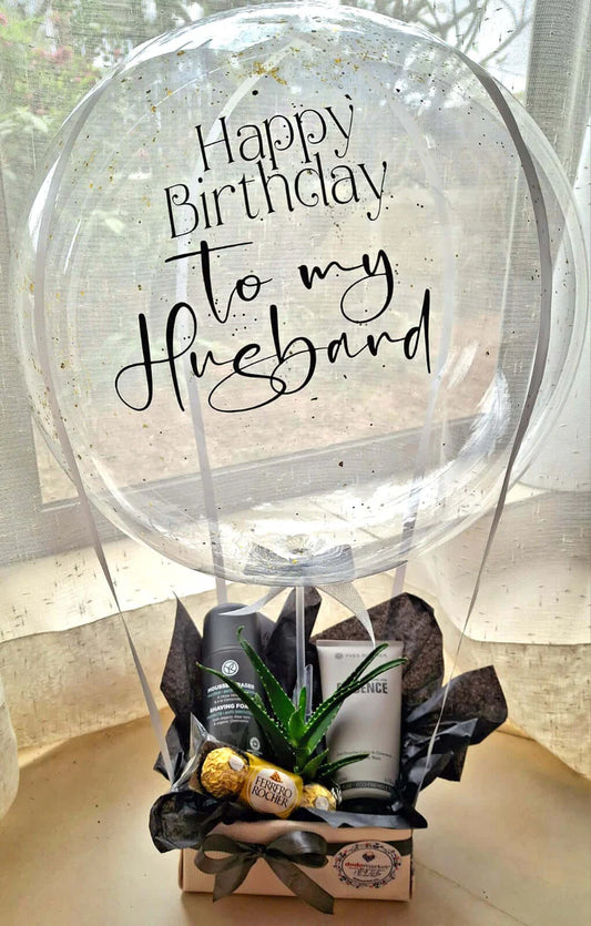 Birthday or Anniversary with Personalized Balloons and Gifts for Men