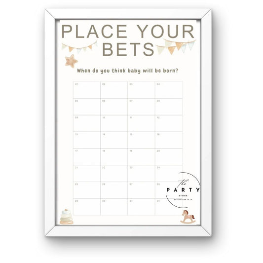 Place Your Bets Baby Born Date - Baby Shower Game