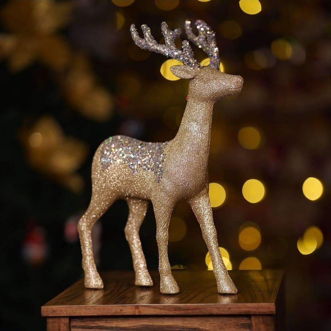 Reindeer Showpiece Golden - The Party Store
