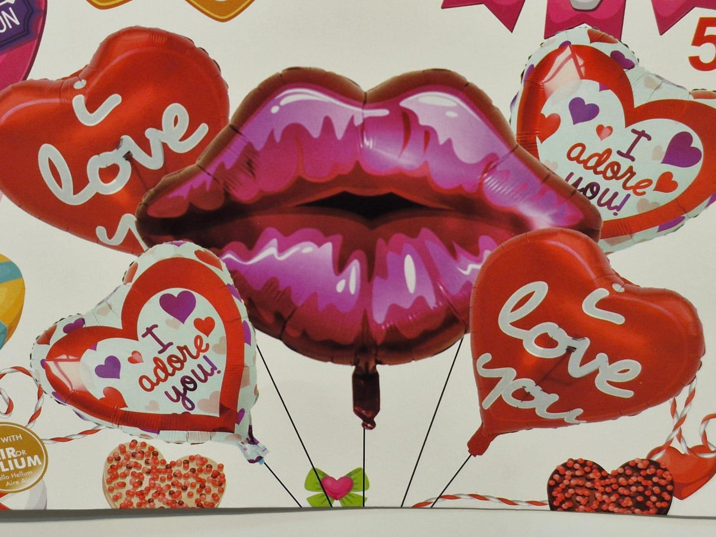 Lips Shape Foil Balloon with Heart for Party Decoration (Pack of 5) - The Party Store