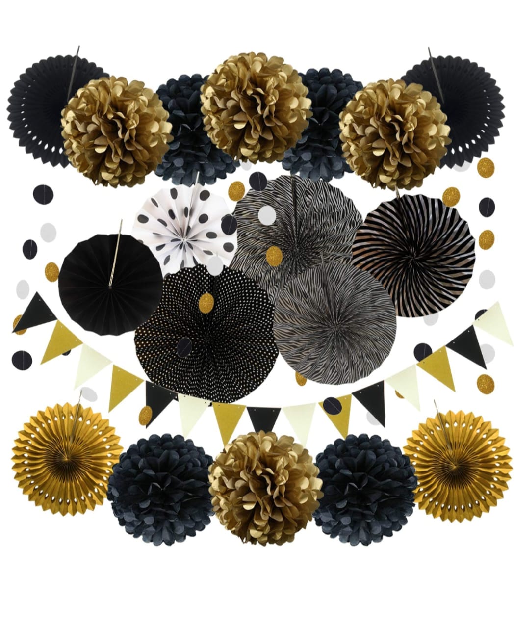 Paper Fans for Decoration Kit Set Of 23