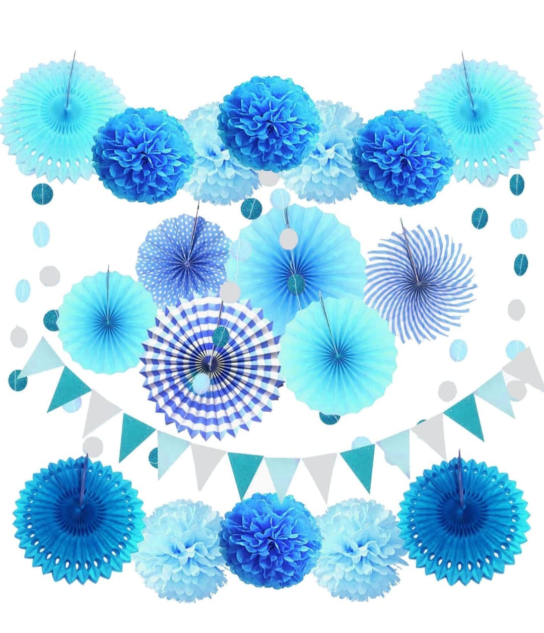 Paper Fans for Decoration Kit Set Of 23