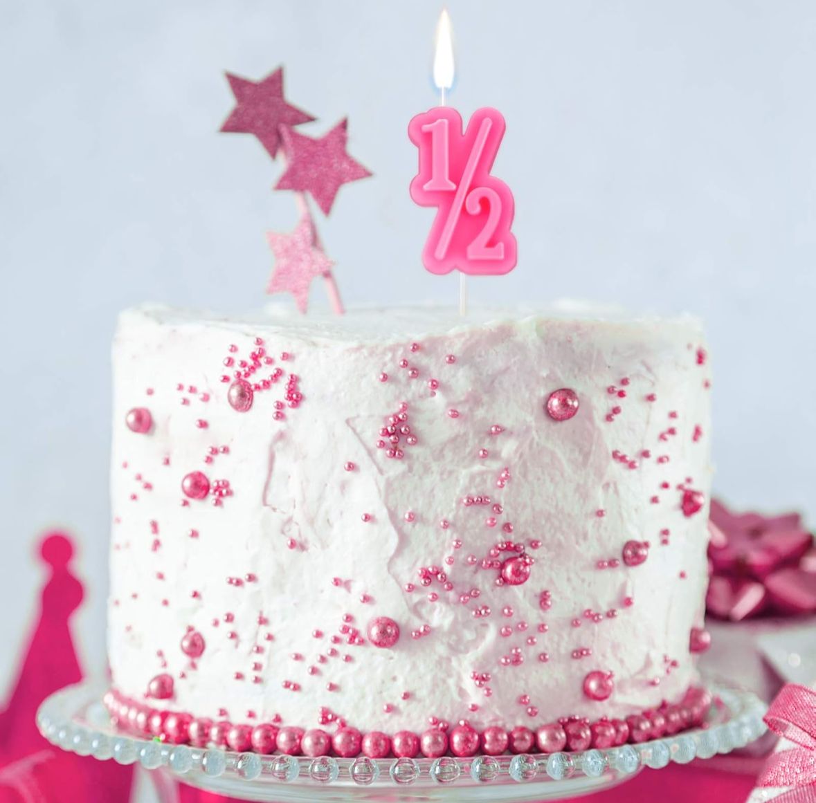 Half Birthday Candle Half 1/2 Year Old Cake Topper for Baby&