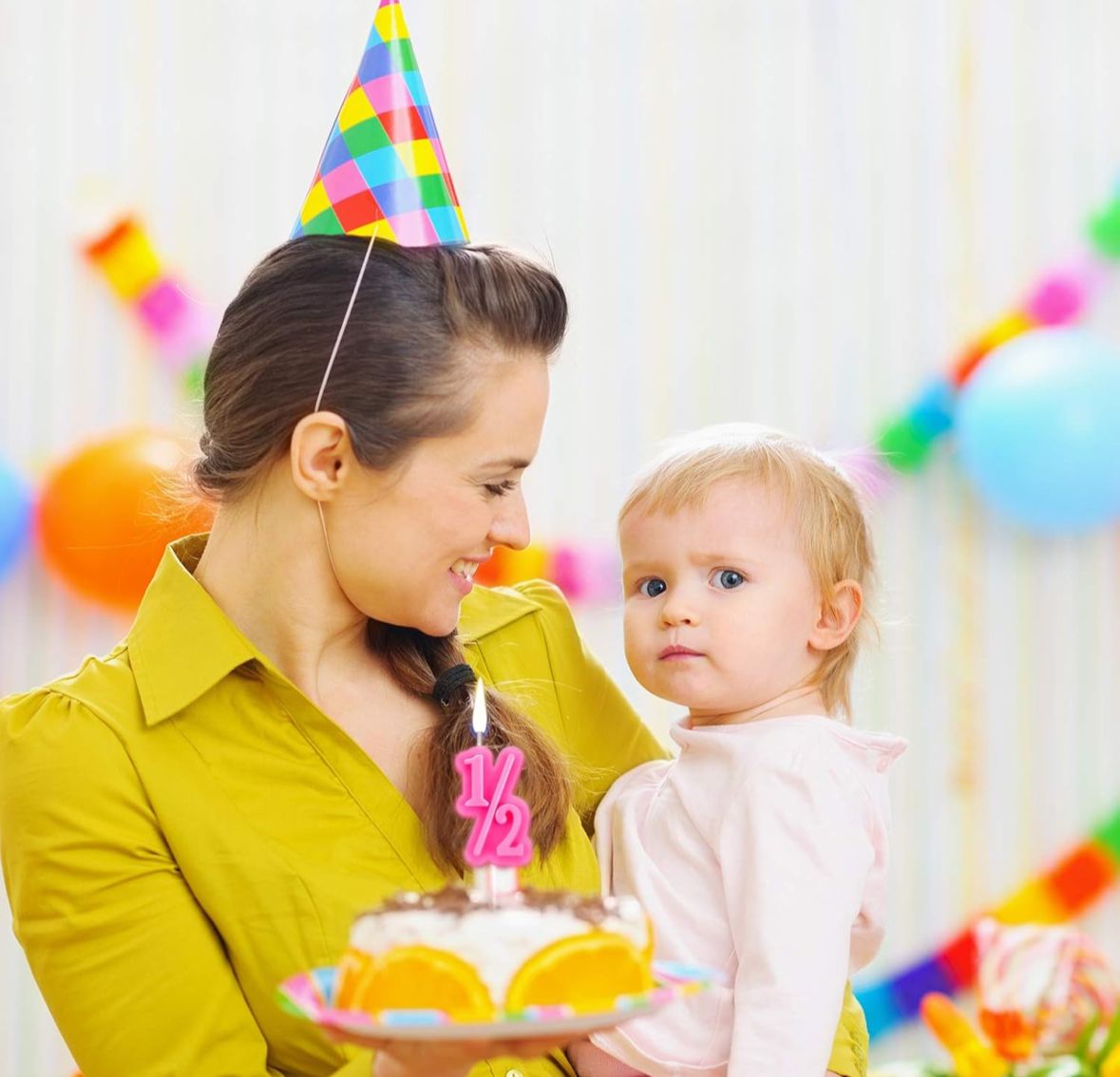 Half Birthday Candle Half 1/2 Year Old Cake Topper for Baby&