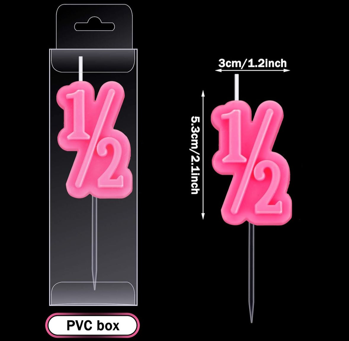 Half Birthday Candle Half 1/2 Year Old Cake Topper for Baby&